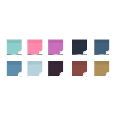 Beyaz arkaplandaki yapışkan notlar için renkli sayfalar.