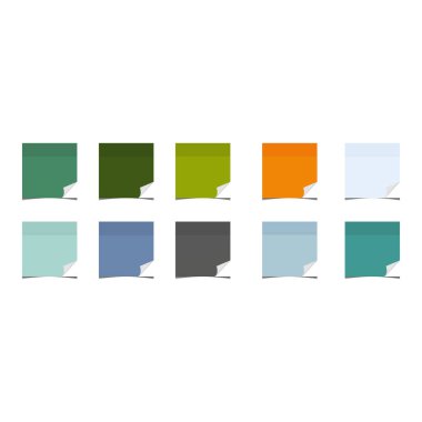 Beyaz arkaplandaki yapışkan notlar için renkli sayfalar.