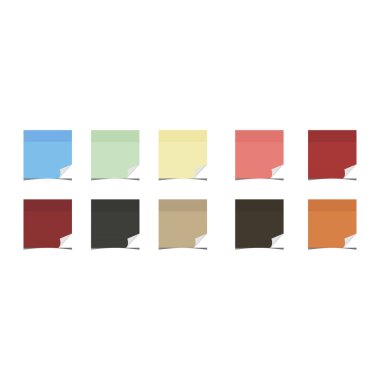 Beyaz arkaplandaki yapışkan notlar için renkli sayfalar.