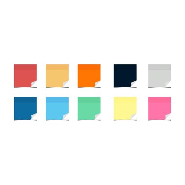 Beyaz arkaplandaki yapışkan notlar için renkli sayfalar.