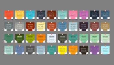 Beyaz arkaplandaki yapışkan notlar için renkli sayfalar.