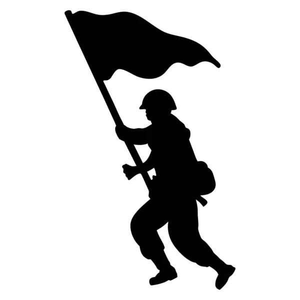 Siyah siluet kullanan askeri bayrak