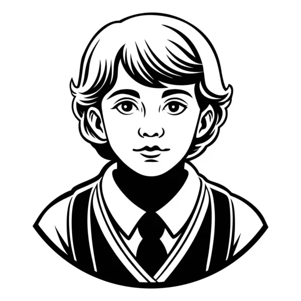 Okul üniformalı küçük sevimli bir okul çocuğu.