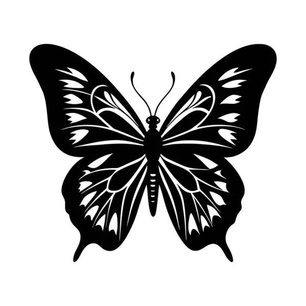 Kelebek silueti vektör çizim sanat tasarımı. Siluet Kelebekler izole edildi. Beyaz arkaplanda kelebek çizgisi, dövme, renk, vektör logosu simgesi.
