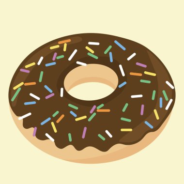 Çikolatalı çörek. donut simgesi, düz biçimdeki vektör illüstrasyonu.