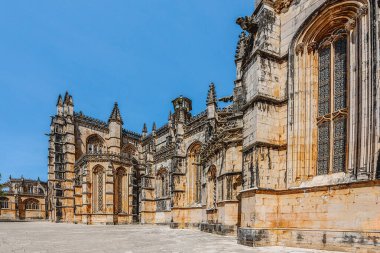 Batalha, Portekiz 11 Mayıs 2022: Dominikliler Manastırı, diğer adıyla Mosteiro da Batalha, diğer adıyla: Zafer Manastırı, 1388 yılında Portekiz 'in 1385 yılındaki Aljubarrota Muharebesi' ndeki zaferinin anısına kuruldu..