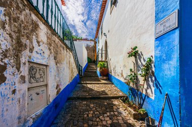 Portekiz 'in Obidos kenti 11 Mayıs 2022' de, Portekiz 'in Bidos-A Estremadura eyaletine bağlı Pedro e Sobral da Lagoa bölgesinde bulunan ve iyi korunmuş bir ortaçağ şatosudur..