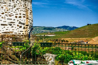 Douro Vadisi, Portekiz, 20 Mayıs 2022: Douro Nehri 'ni çevreleyen güzel bölge, Portekiz' in kuzeyinde yer almaktadır. Bölge teraslı üzüm bağları ve büyüleyici köyleriyle ünlüdür..