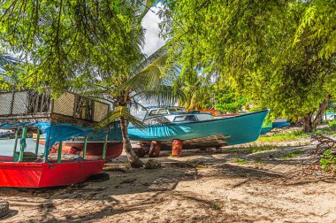 Bridgetown, Barbados 14-15 Ekim 2010: Barbados 'un geleneksel balıkçı tekneleri.