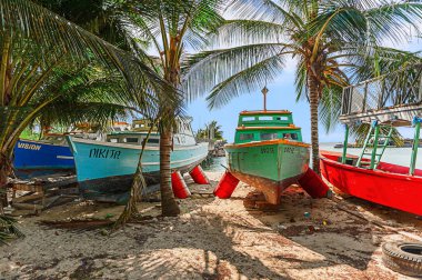 Bridgetown, Barbados 14-15 Ekim 2010: Barbados 'un geleneksel balıkçı tekneleri.