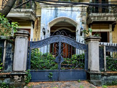 Terk edilmiş eski ev bitkilerle kaplanmış..