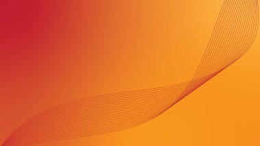 Kırmızı Dalga Çizgileriyle Modern Soyut Orange Gradyan Arkaplanı (Vector Graphic)