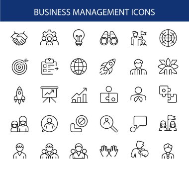 İş Yönetimi Simgesi Düz Tasarım, Kurumsal Sembol, Örgüt, Strateji Ayarları.