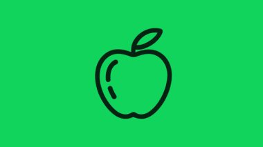 Canlandırılmış Meyve Simgeleri Döngüsü Sağlıklı Gıda, Organik Diyet, Yeşil Arkaplanda Taze Üretim Sembolleri.