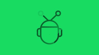 Yeşil Arkaplan ile Robot Simgesi Canlandırması.