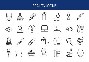 Güzellik Simgeleri Seti Skincare, Makyaj, Spa, Salon ve Sağlık Sembolleri