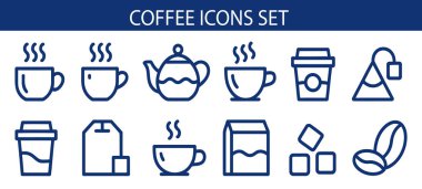 Kahve Simgeleri Vektör Kahve Bardağını Ayarla.