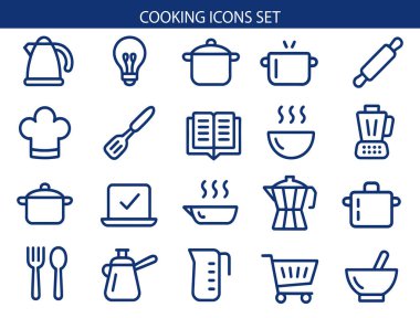 Yemek Simgeleri Ayarlama Mutfak Malzemeleri, Yemek, Aşçı Aletleri.