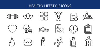Sağlıklı Yaşam Tarzı Simgeleri Vektör Resmini Ayarla.