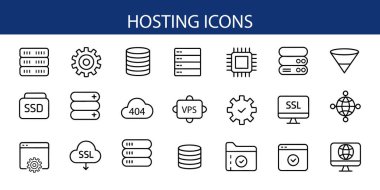 Sunucu Simgeleri Ayarla Web Sunucuları, Bulut Sunucuları, Veri Depolama, SSL, Daha Fazla.