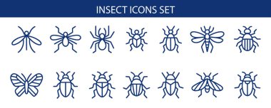 Böcek Simgeleri Vektör Resmini Ayarladı.