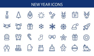 Yeni Yıl Simgeleri Seti: Bayram Sembolleri ve Kutlama.