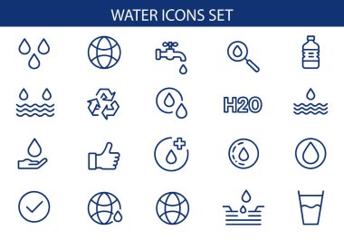 Su Simgeleri İçmek için Temiz Vektör Sembolleri Ayarla.