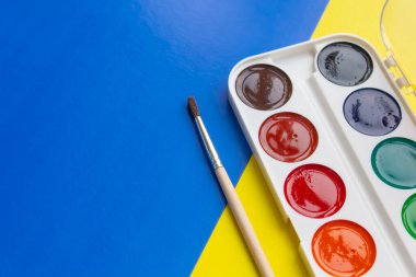 Ukrayna 'nın mavi sarı bayrağı, bağımsızlık günü, Ukrayna bayramı, fotoğraf arkaplanı, metin için boş alan