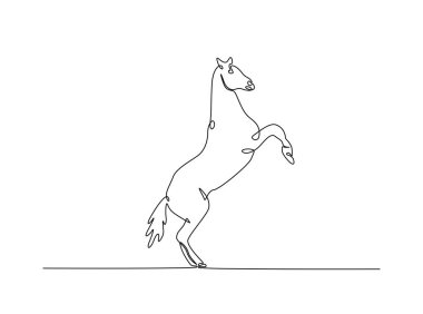 At tek ana hatlı illüstrasyon. Mustang 'in aralıksız çizimleri. Düzenlenebilir vuruş.