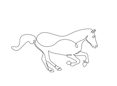 At tek ana hatlı illüstrasyon. Mustang 'in aralıksız çizimleri. Düzenlenebilir vuruş.