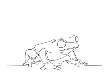 Ağaç kurbağası türleri tek ana hatlı çizim. Aralıksız ağaç çizimi çizimleri. Düzenlenebilir vuruş