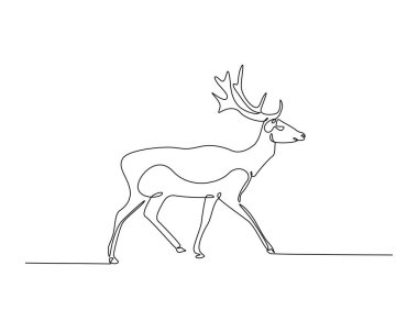 Geyik türleri tek ana hatlı çizim. Geyik çizimleri devam ediyor. Düzenlenebilir vuruş.