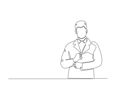 Havalı adam tek çizgili resimde çapraz kollarla poz veriyor.