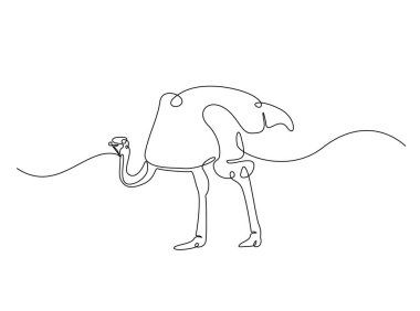 Devekuşu kuşu tasviri. Devamlı Afrika devekuşu çizimi çizimi. Düzenlenebilir vuruş.