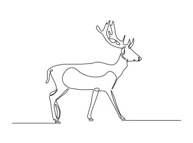 Vahşi geyik tasviri. Geyik çizimleri devam ediyor. Düzenlenebilir vuruş.