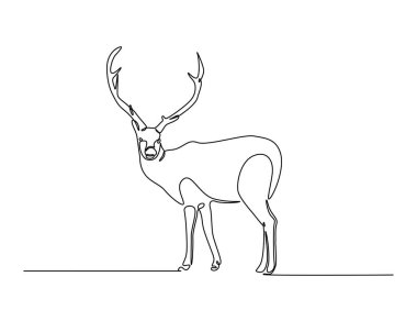 Vahşi geyik tasviri. Geyik çizimleri devam ediyor. Düzenlenebilir vuruş.
