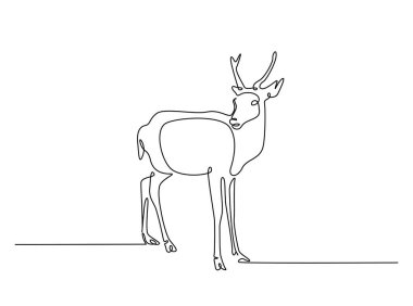 Vahşi geyik tasviri. Geyik çizimleri devam ediyor. Düzenlenebilir vuruş.