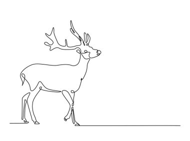 Vahşi geyik tasviri. Geyik çizimleri devam ediyor. Düzenlenebilir vuruş.
