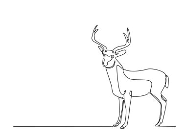 Vahşi geyik tasviri. Geyik çizimleri devam ediyor. Düzenlenebilir vuruş.