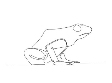 Kurbağa tek ana hatlı illüstrasyon. Egzotik ağaç kurbağasının aralıksız çizimleri. Düzenlenebilir vuruş.