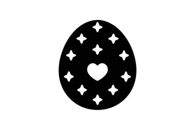 Kalpler ve yıldızlarla süslenmiş Paskalya yumurtası sanat çizimi.