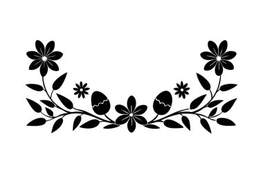 Elle boyanmış Paskalya çiçeği sınır vektörü çizimi