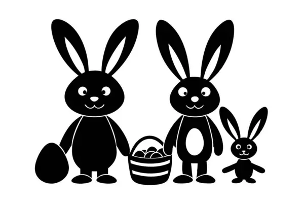 Paskalya vektörü sanat illüstrasyonunu kutlayan sevimli tavşan ailesi