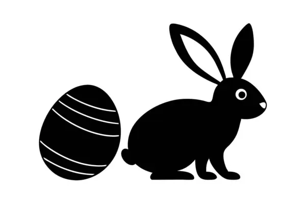 Şirin tavşan ve yumurta izole edilmiş ikon vektör çizimi