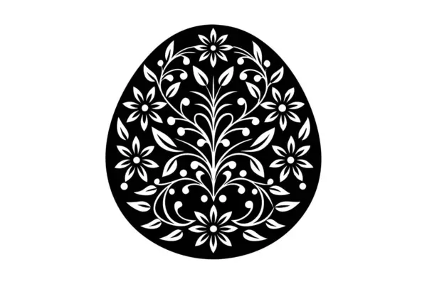Çiçekli Paskalya yumurtası. Karmaşık desenli vektör sanat çizimi.