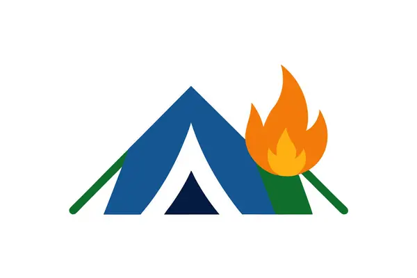 Çadır ve kamp ateşi konforlu gece sahne vektör çizimi