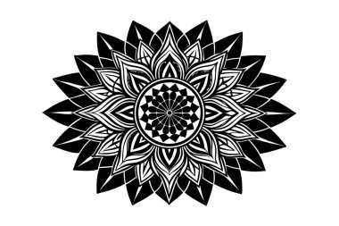 Karmaşık çiçek desenleri ve çağdaş estetik içerikli dairesel bir tasarım. Eserde temiz çizgiler ve modern renk paleti kullanılıyor..