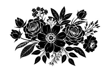 Yumuşak bahar renklerinde çiçek buketinin suluboya bir resmi, bahar tasarımları için idealdir..