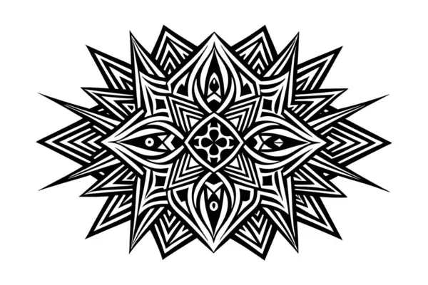 Bu tasarım, tekstil uygulamaları ve yaratıcı projeler için uygun bir köpek illüstrasyonu içeren soyut bir kabile sınır modelini içerir..