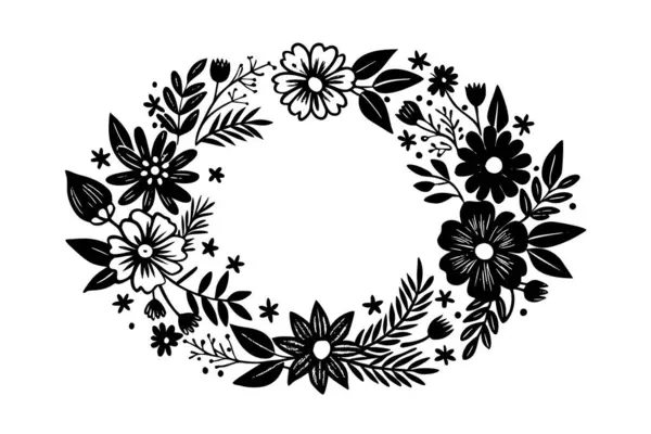 Bu tasarım, çeşitli yaratıcı uygulamalar ve projeler için mükemmel el yapımı kır çiçeklerinden oluşan güzel bir boho tarzı çelenk içerir..